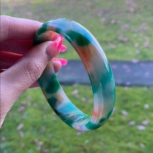 Green & Orange Jade Bracelet